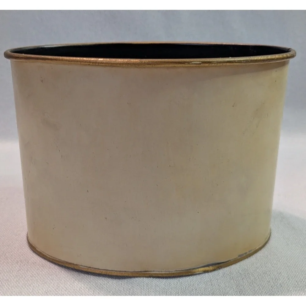 Jean Crowell Studio Wastebasket Vintage 1962 Wedding Invitation Cream Gold Good